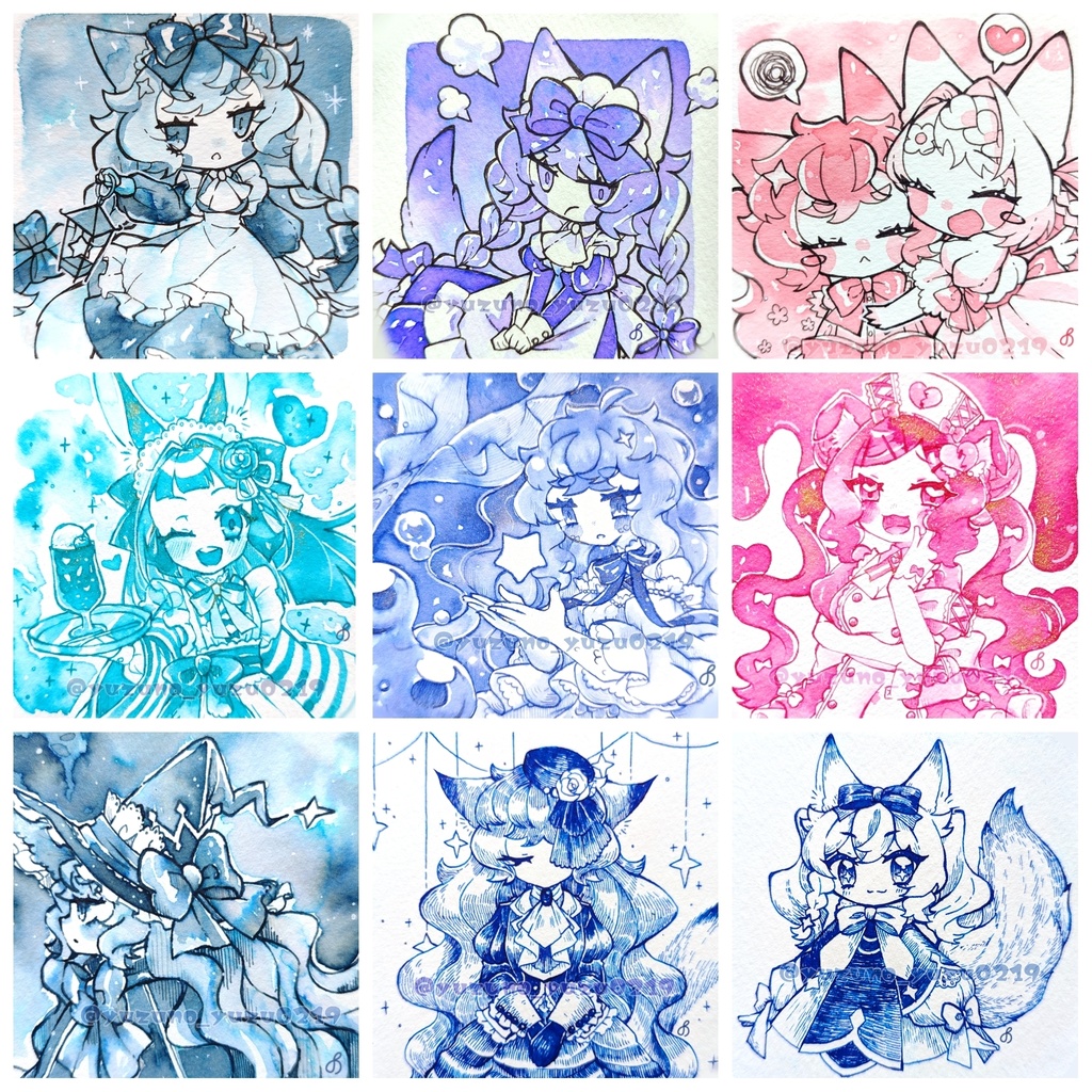 ペン、インク原画（てのひらペーパーサイズ）