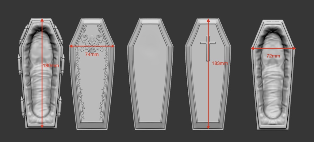 ジオラマ3Dモデル: 棺桶セット