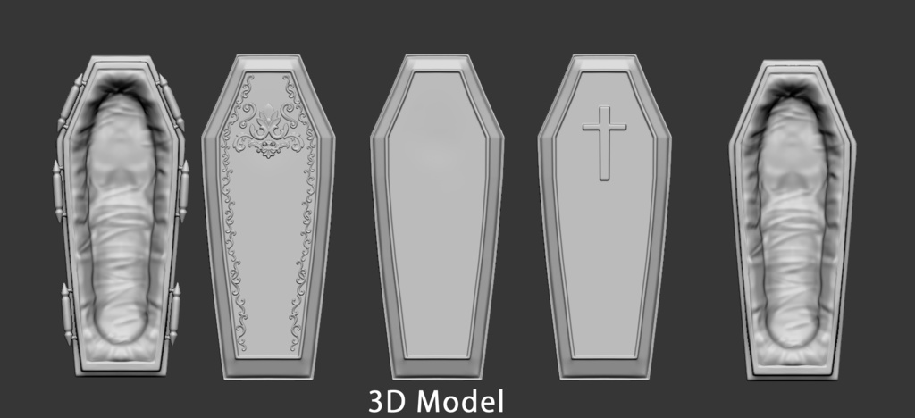 ジオラマ3Dモデル： 棺桶セット 