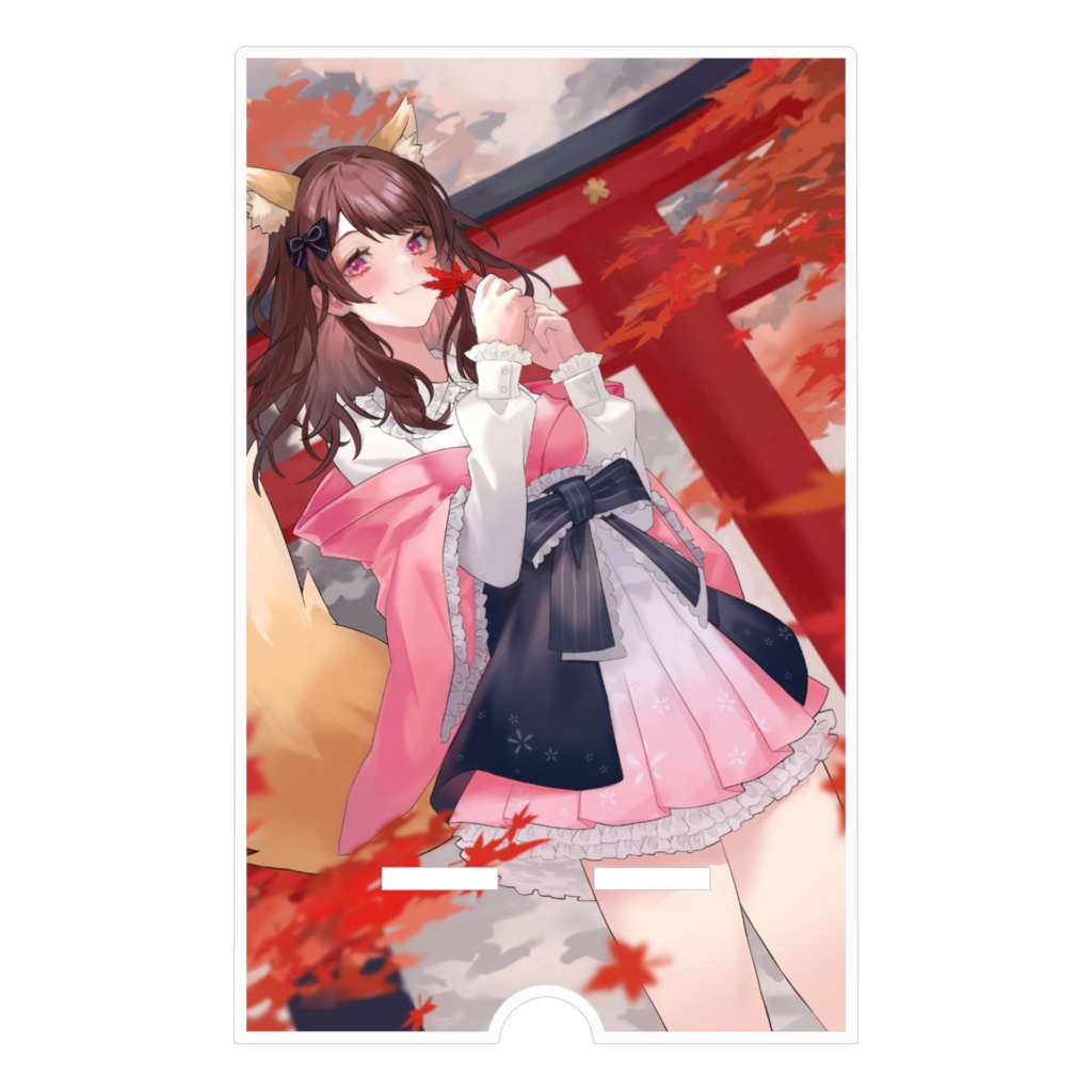 【4周年記念】お狐様ゆいののアクリルスマホスタンド(ケーブル穴あり)