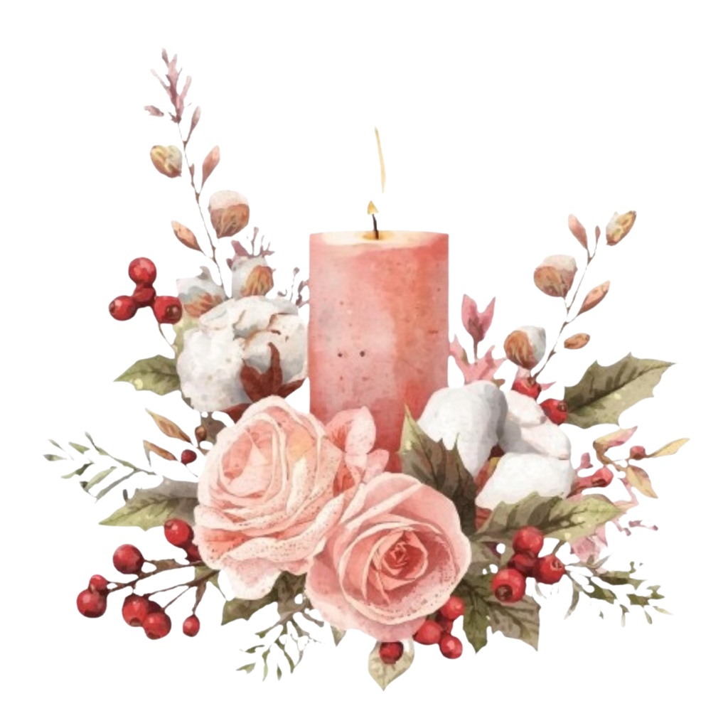 ピンク×アンティーク×水彩のクリスマス クリップアートセット(全10種類/PNG)