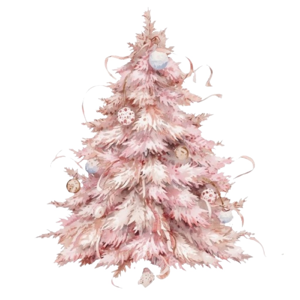 ピンク×アンティーク×水彩のクリスマス クリップアートセット(全10種類/PNG)