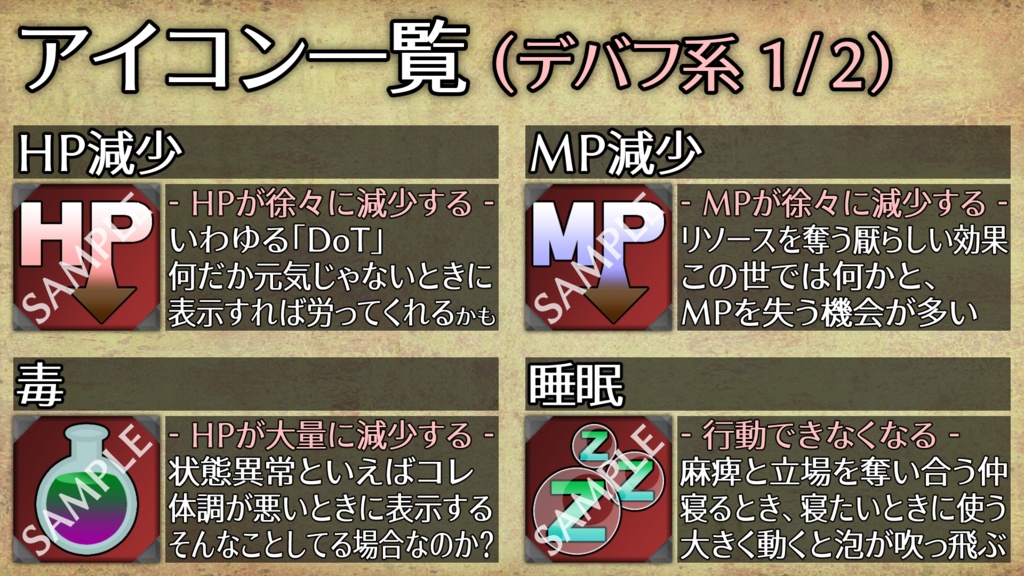 【Quest・MA対応】RPG的ステータスアイコン - Status Icons Gimmick