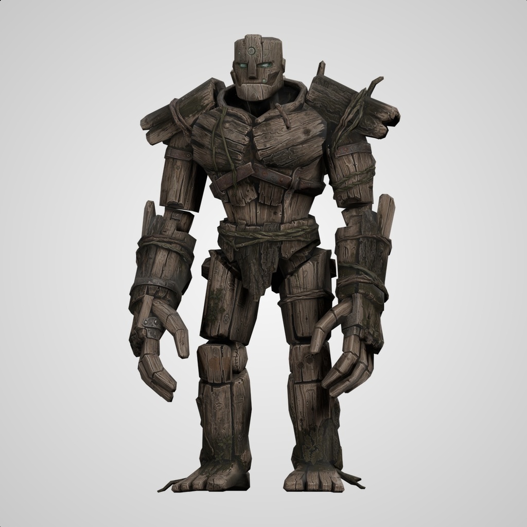 ウッドゴーレムの3Dモデル(ローポリ)