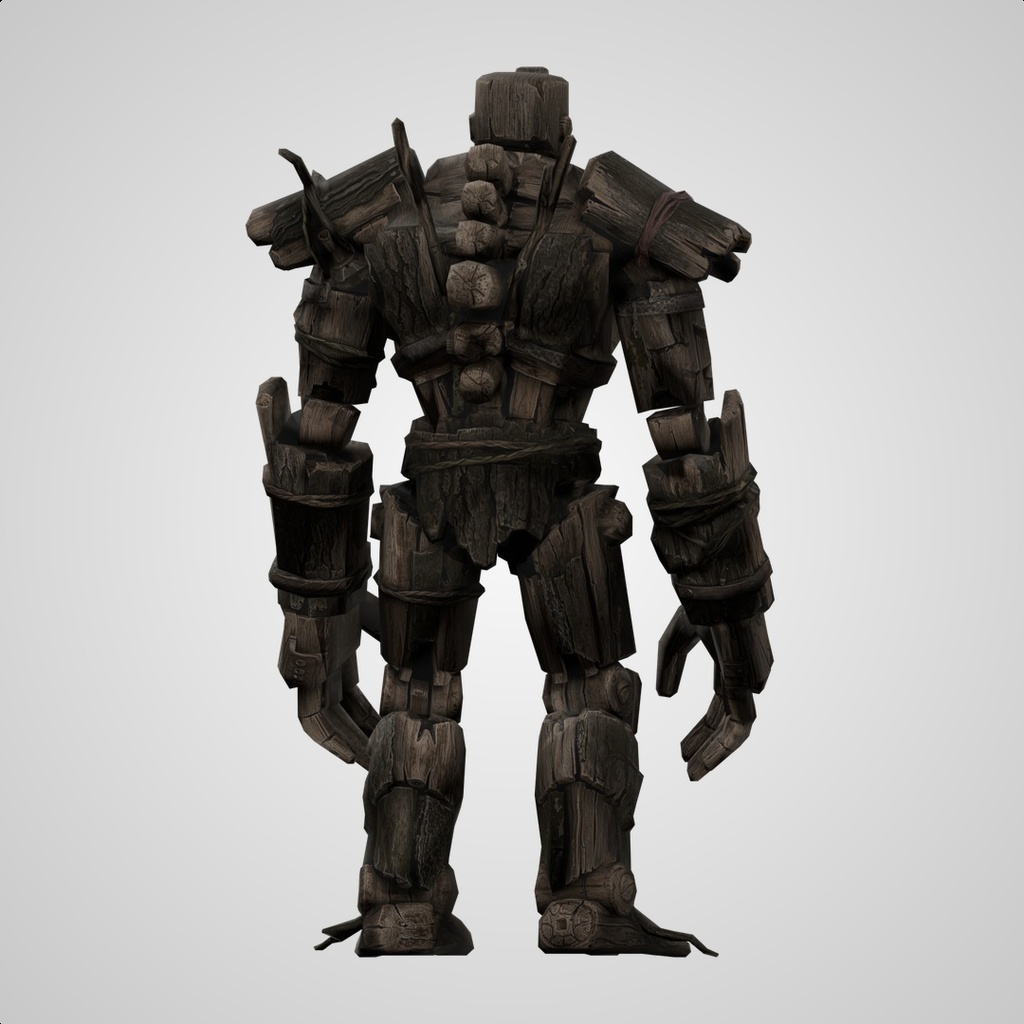 ウッドゴーレムの3Dモデル(ローポリ)