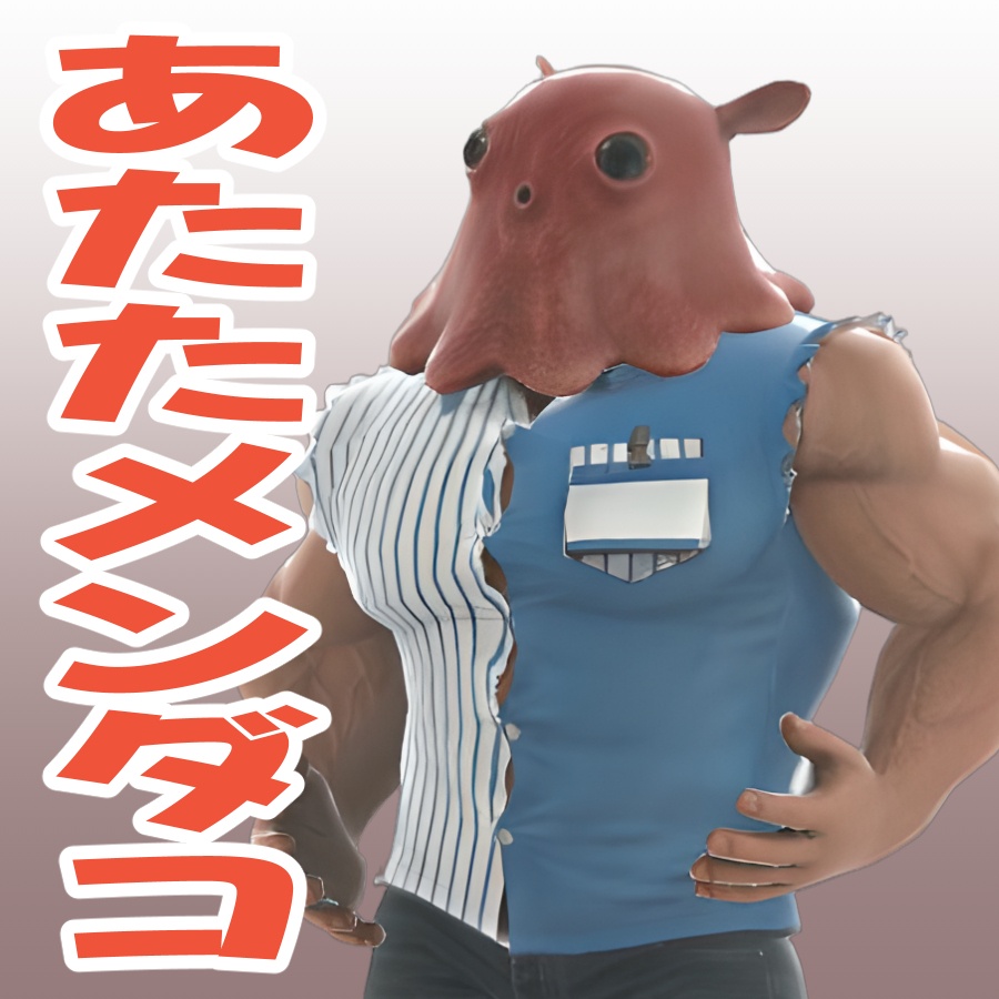 あたたメンダコの3Dモデル（ローポリ）