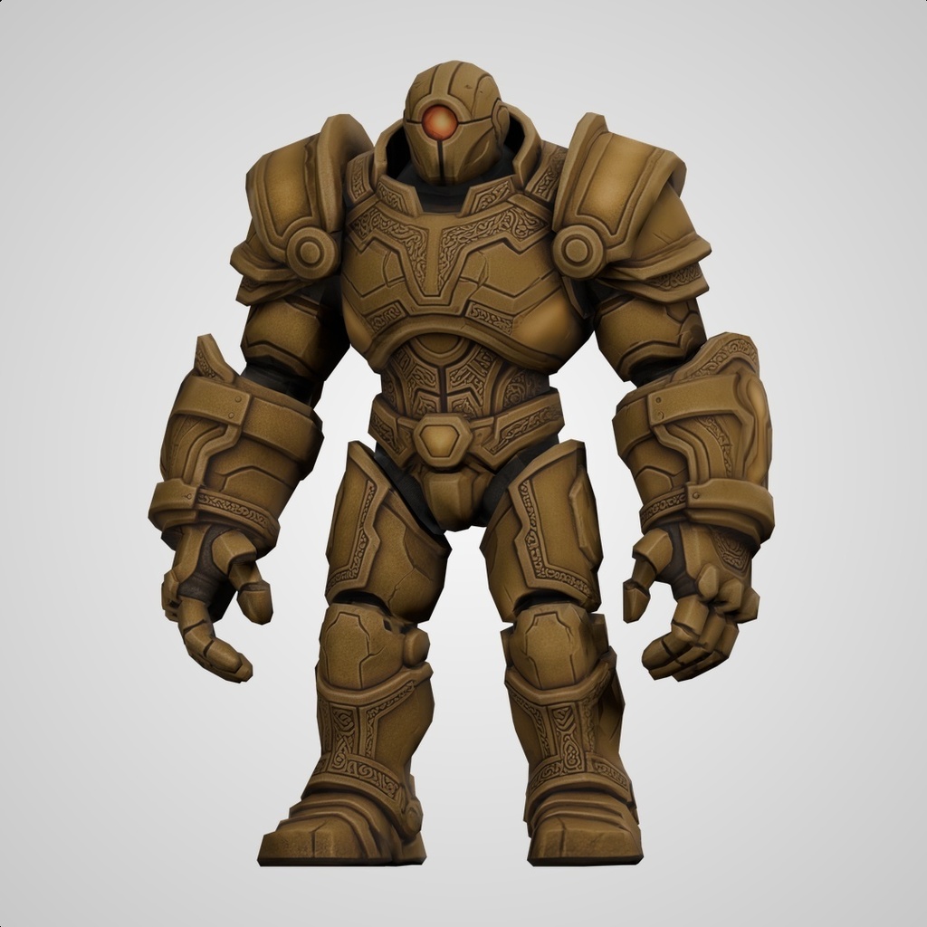 黄金ゴーレム(ローポリ)の3Dモデル