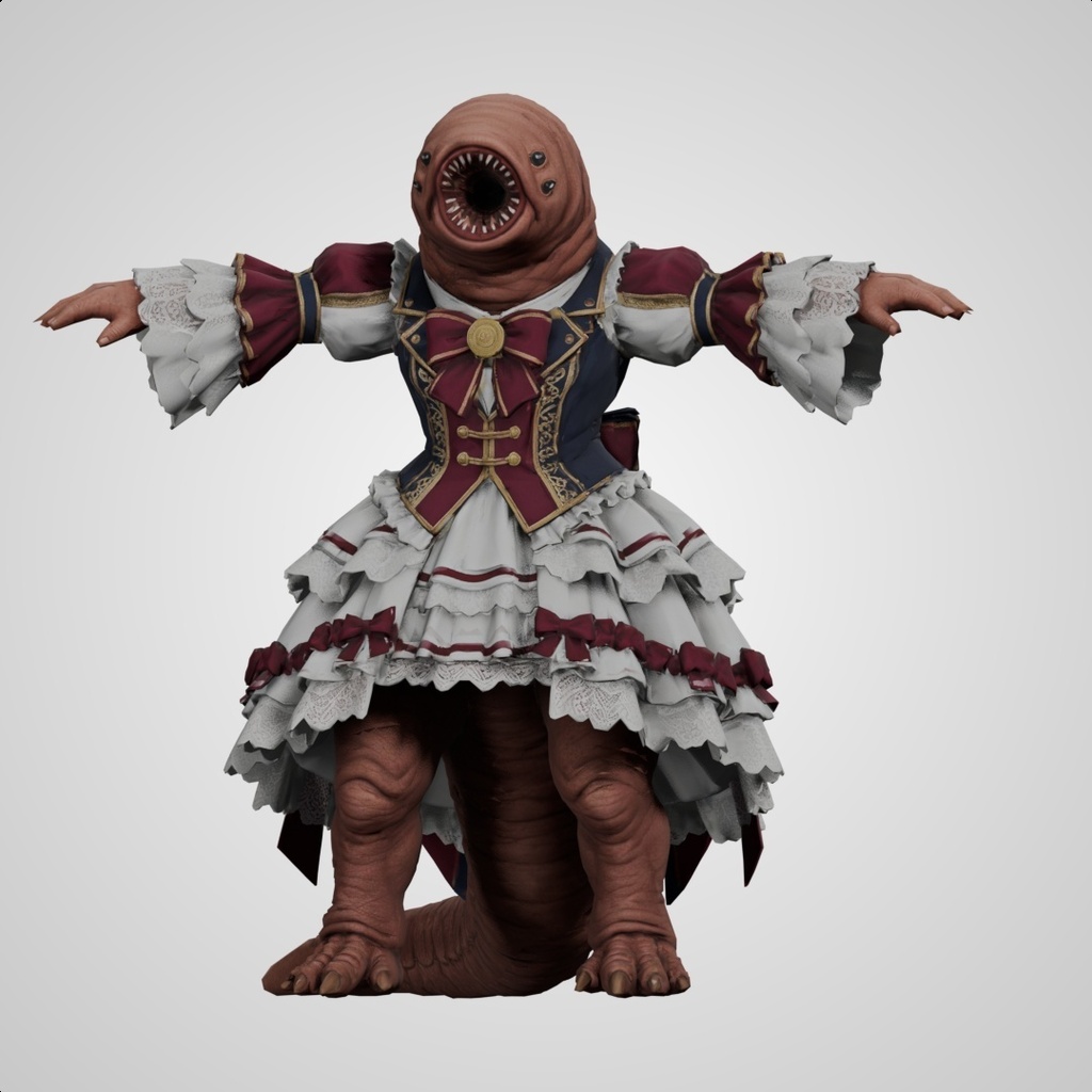 UMA娘モンゴリアン・デスワームの3Dモデル - 素材工房らくだん - 2/3