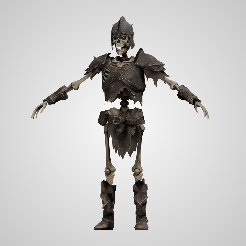 骸骨兵士の3Dモデル(ローポリ)