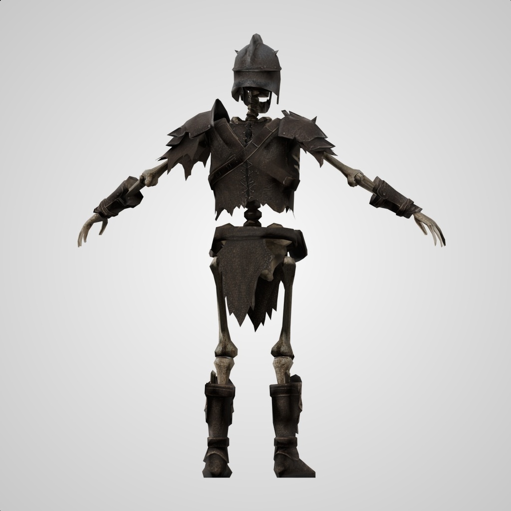 骸骨兵士の3Dモデル(ローポリ)