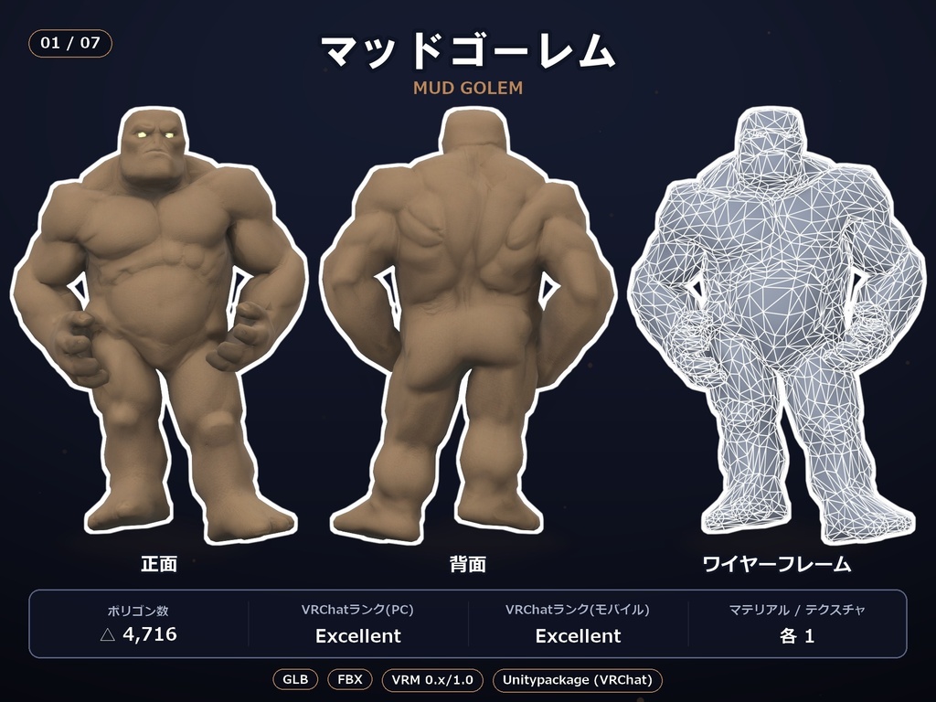 軽量3Dモデル素材集 ゴーレム7種セット