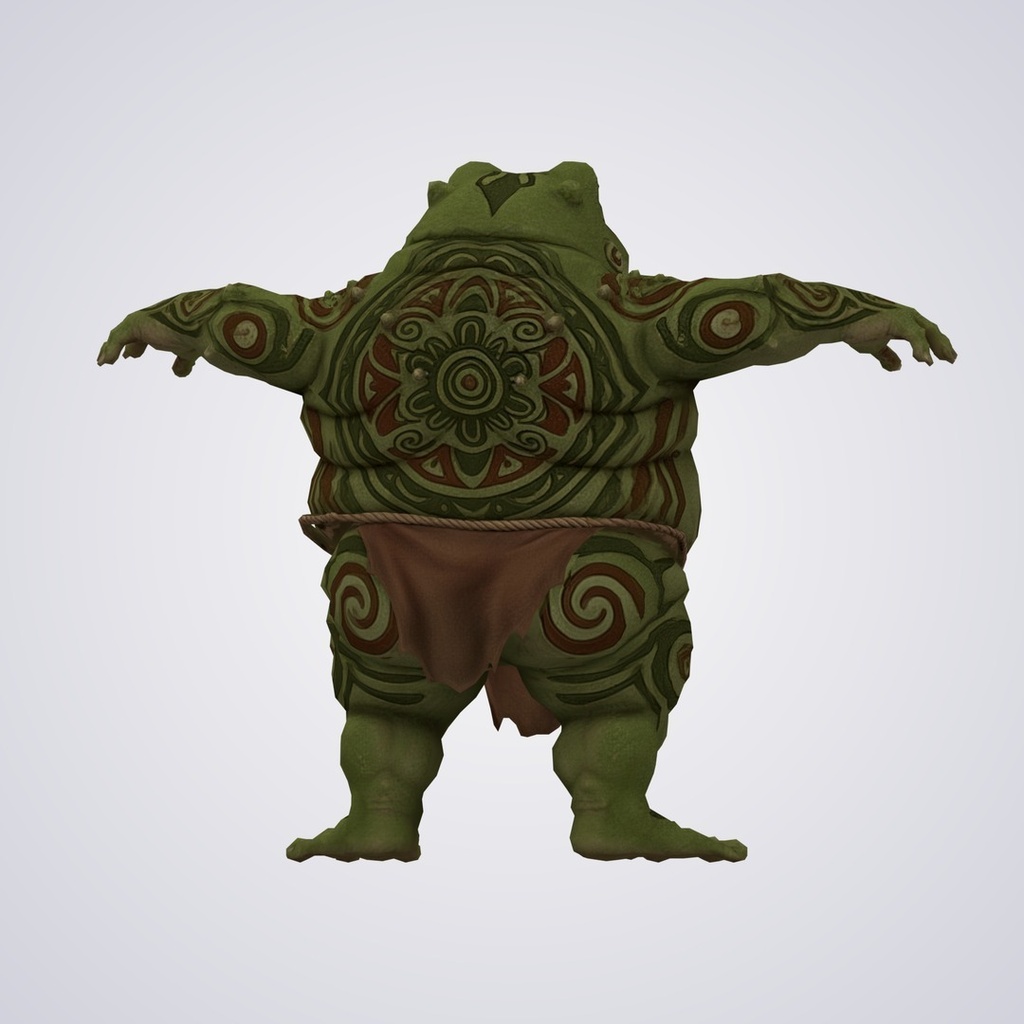 カエル男の3Dモデル(ローポリ)