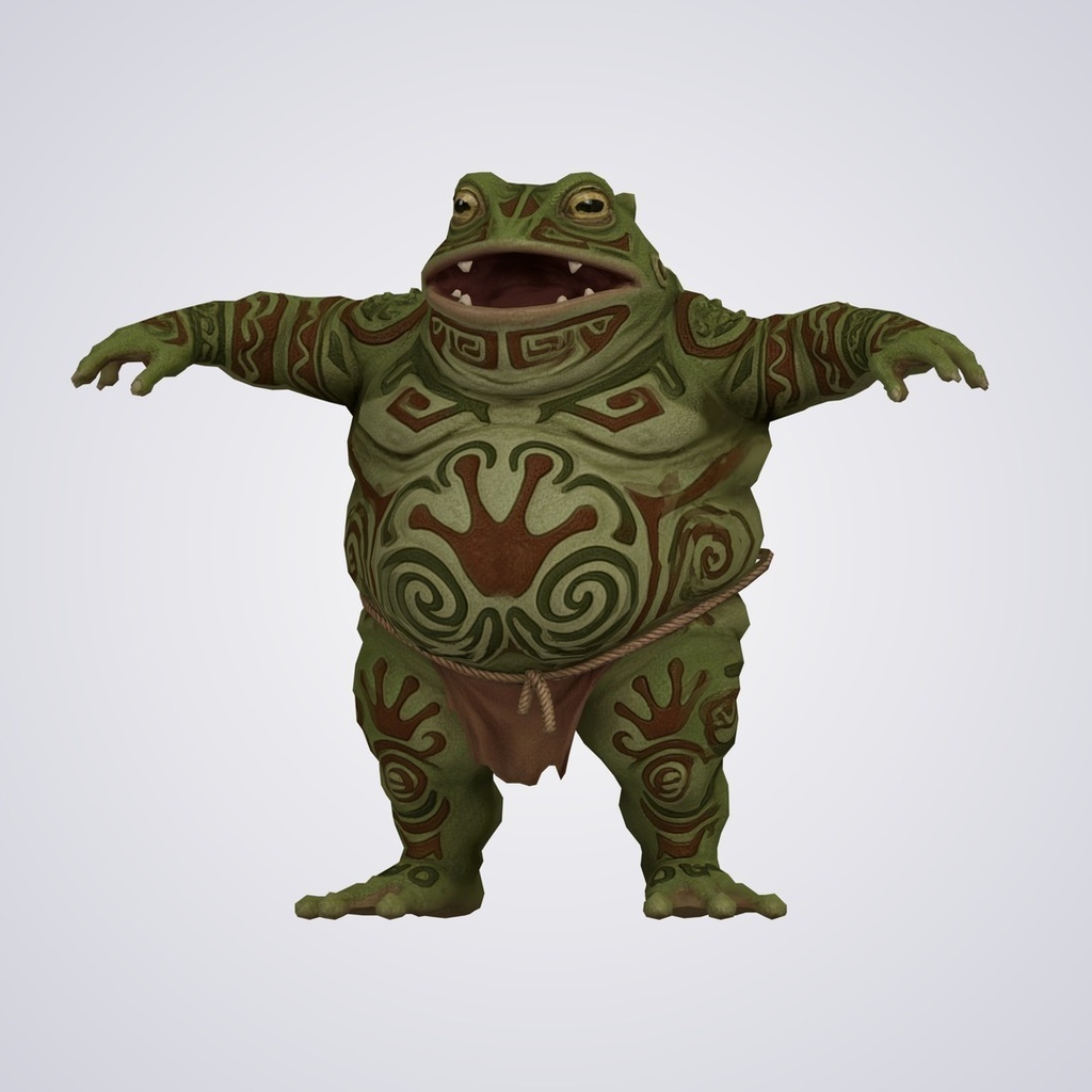 カエル男の3Dモデル(ローポリ)