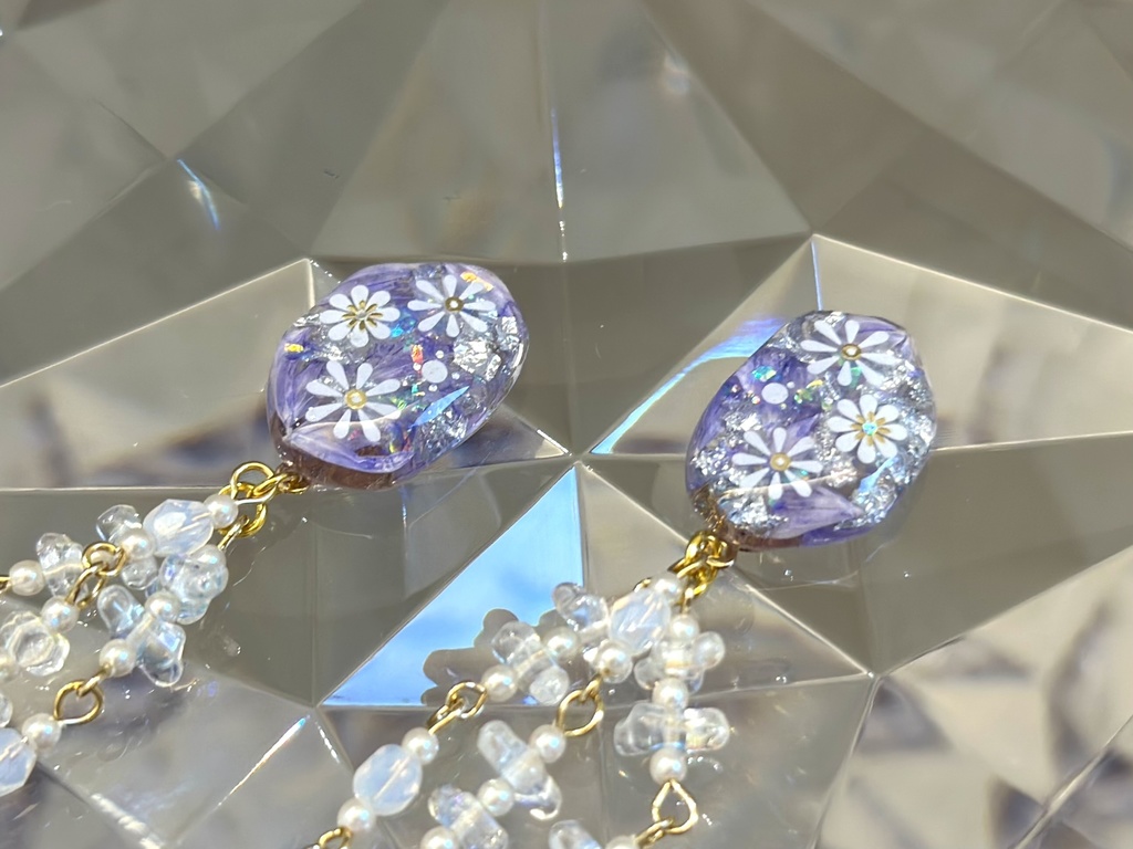 レースフラワーの耳飾り