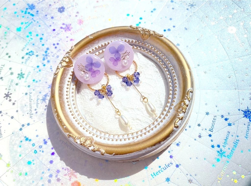 紫陽花のピアス