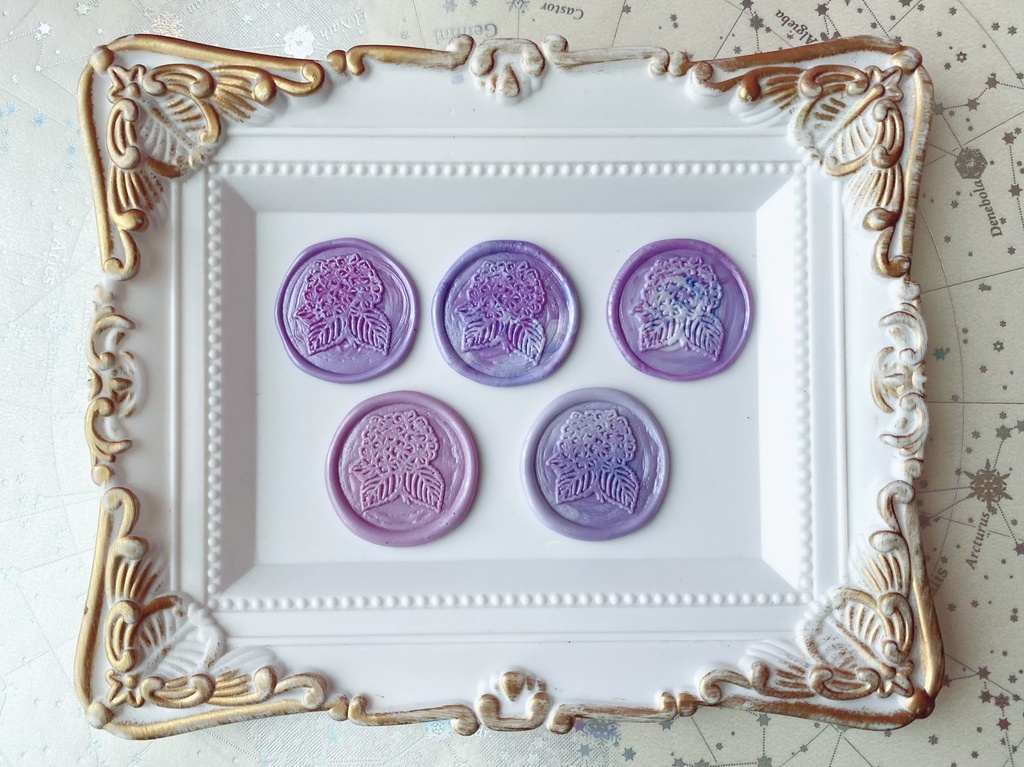 赤みパープルの紫陽花シーリングスタンプセット