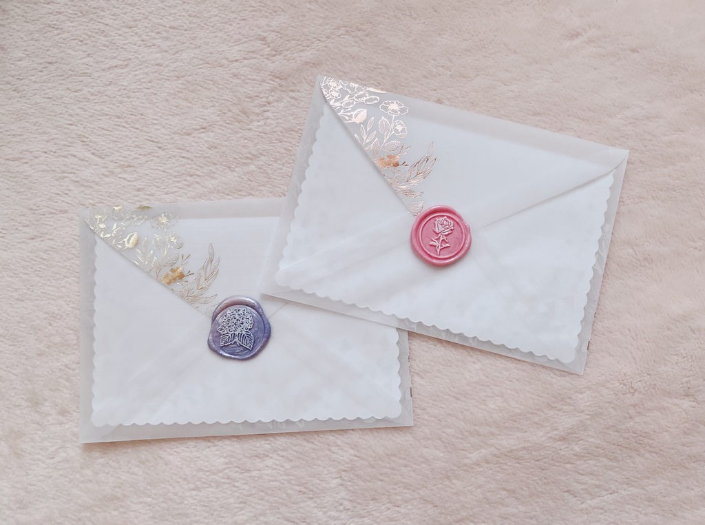 赤みパープルの紫陽花シーリングスタンプセット