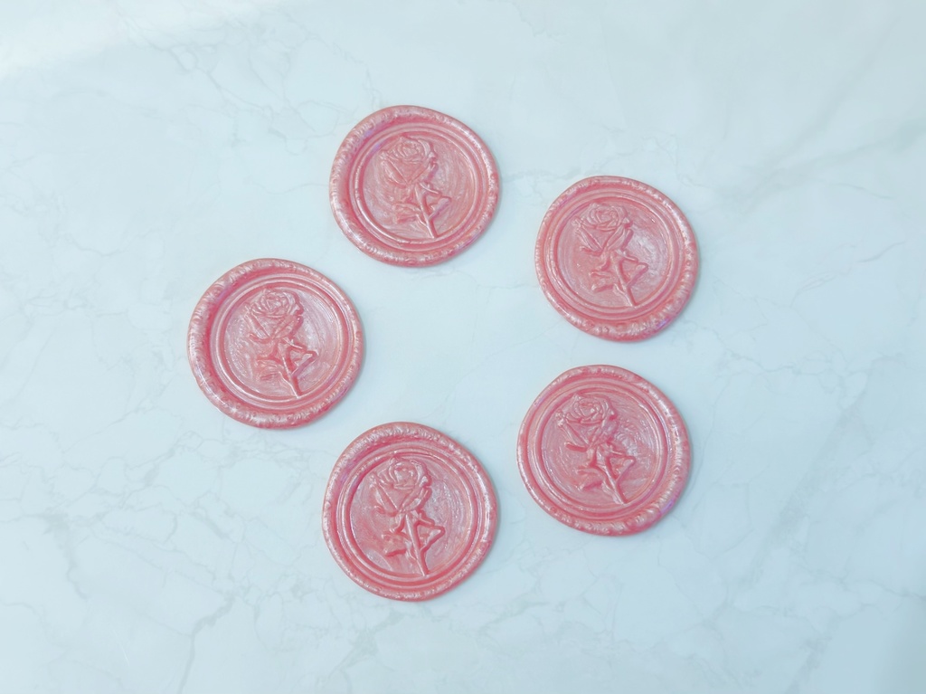 ピンクの薔薇のシーリングスタンプセット