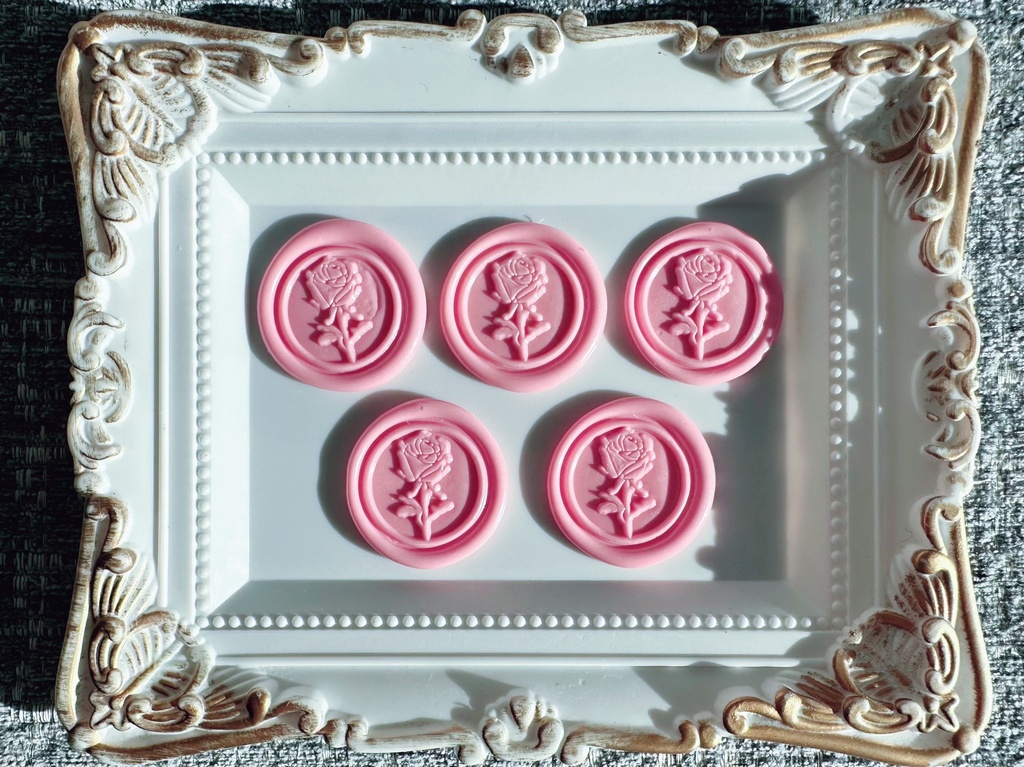 ピンクのバラのシーリングスタンプセット