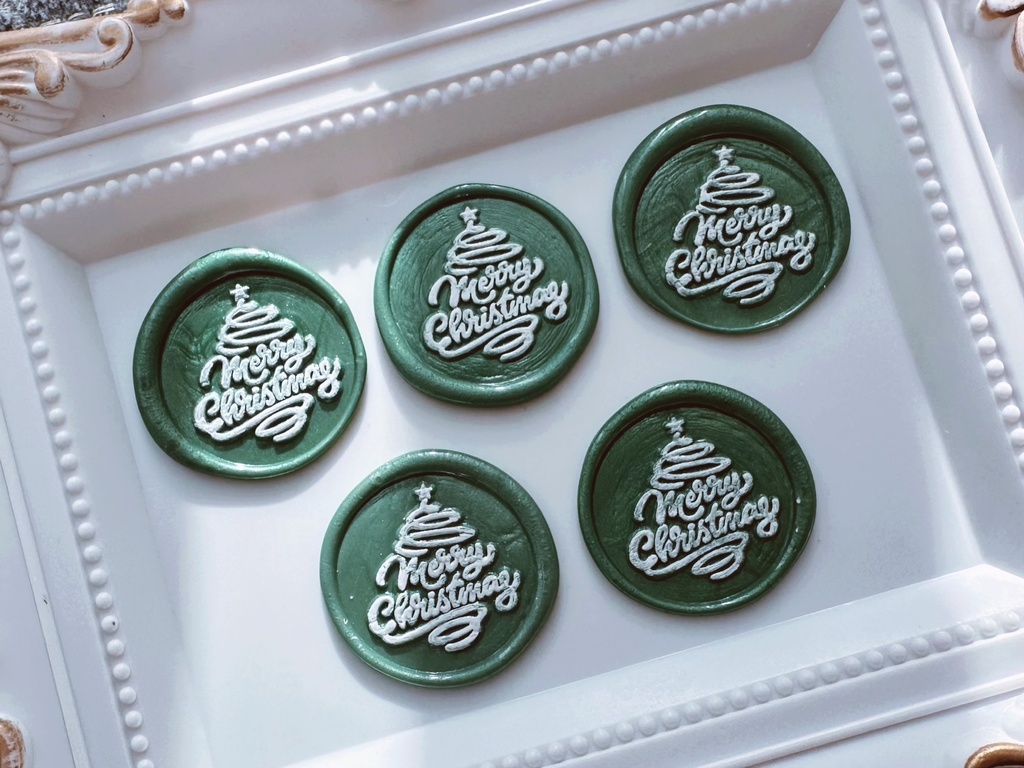 クリスマスツリーのシーリングスタンプセット〜green〜