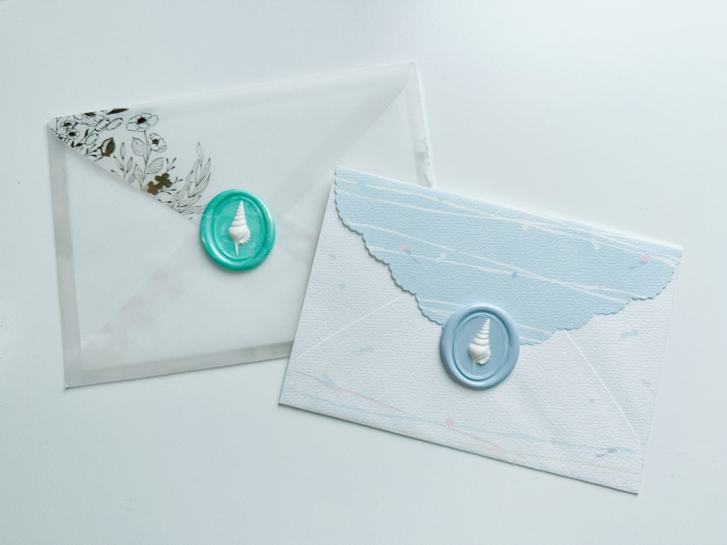 巻き貝のシーリングスタンプセット〜ペールブルー〜