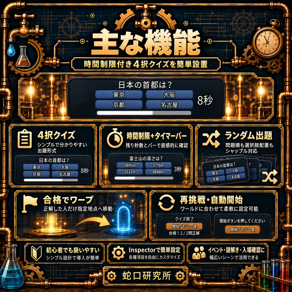 かんたんな時間制限付き入場クイズ【VRChatワールド向け】