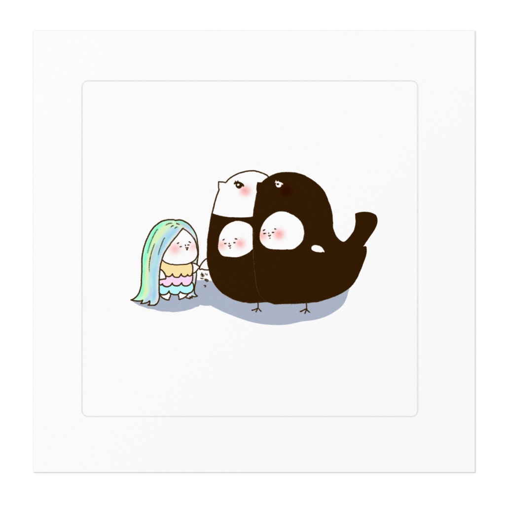 アマビエトとヨゲンノトリ お守りステッカー