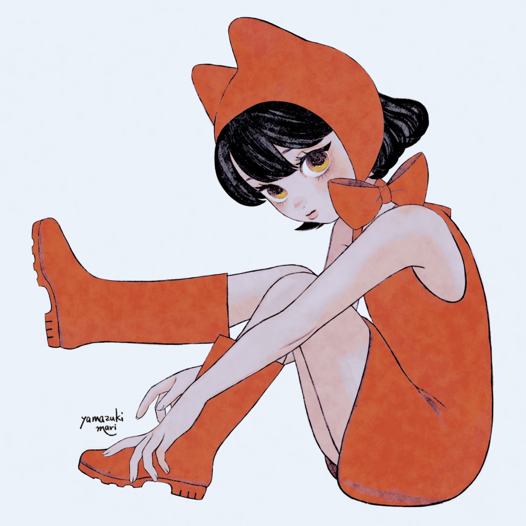 【rainy girl -red-】サイン入りジークレーキャンバスプリント+オーバーペイント