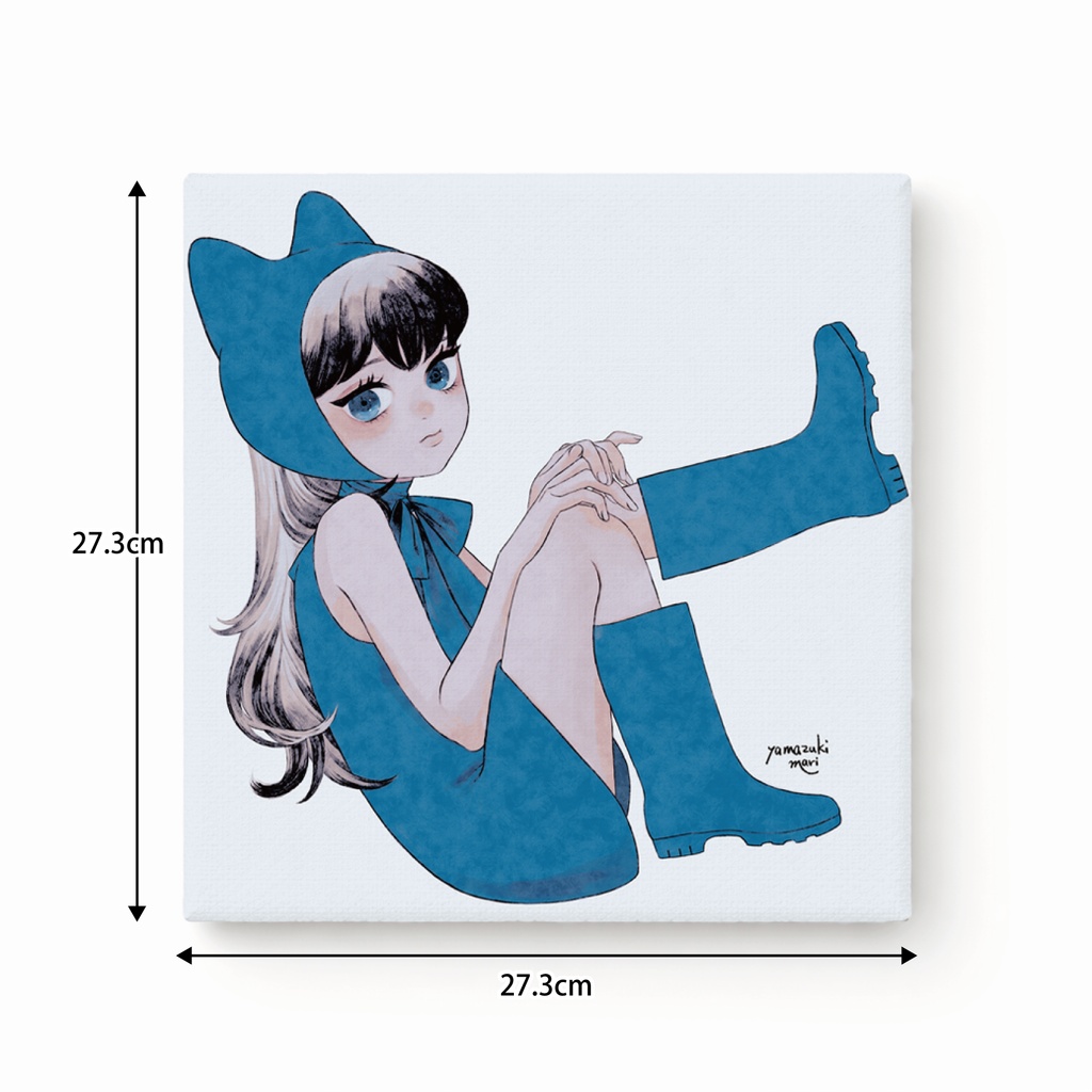 【rainy girl -blue-】サイン入りジークレーキャンバスプリント+オーバーペイント