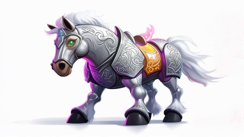 Fantasy Rider Steed Armored Fantasy Steed - gameready - BOOTH