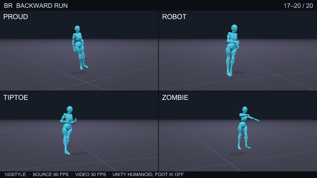 100STYLE Backward Run Pack - 100 Styles | VRChat / Unity Humanoid