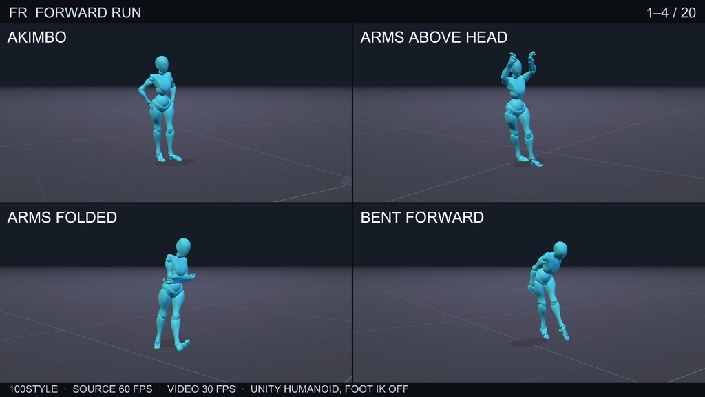 100STYLE Forward Run Pack - 100 Styles | VRChat / Unity Humanoid
