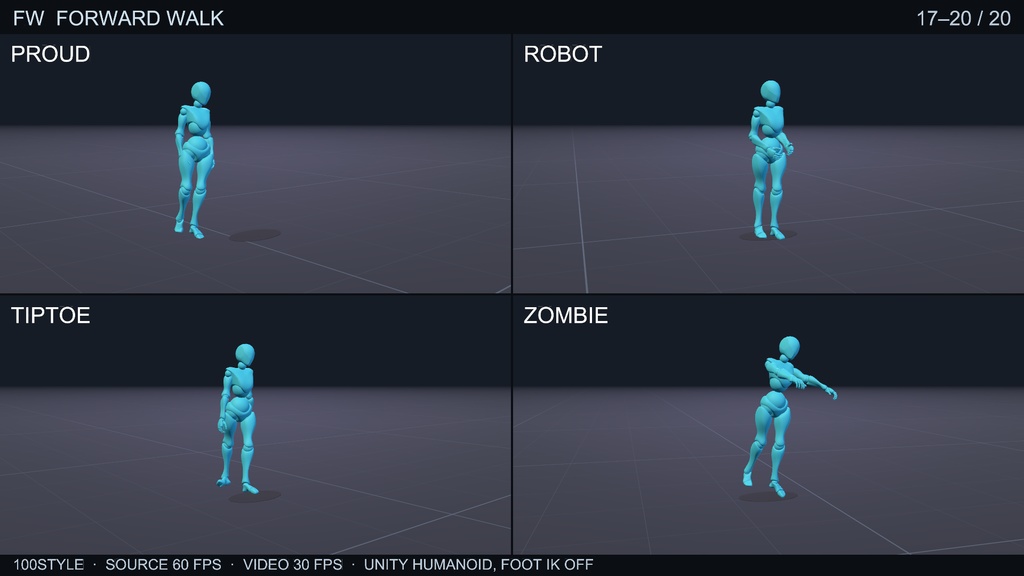 100STYLE Forward Walk Pack - 100 Styles | VRChat / Unity Humanoid
