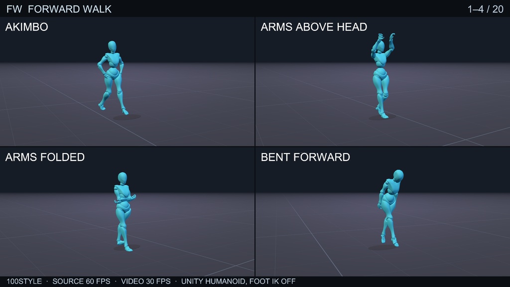 100STYLE Forward Walk Pack - 100 Styles | VRChat / Unity Humanoid
