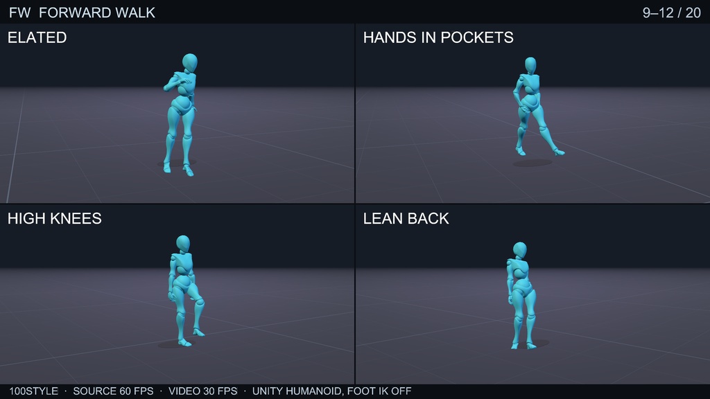100STYLE Forward Walk Pack - 100 Styles | VRChat / Unity Humanoid