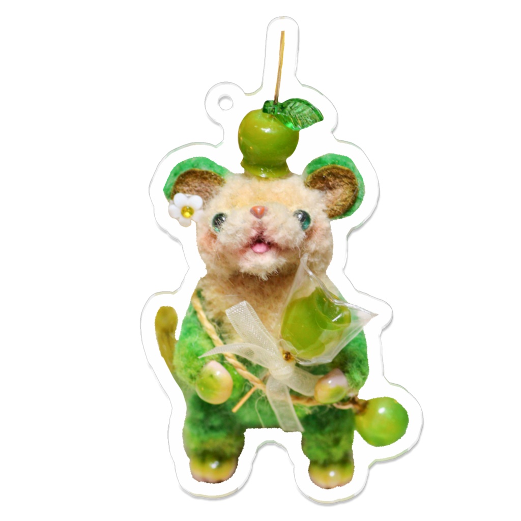 りんご飴のネズミちゃん(グリーン)アクリルキーホルダー