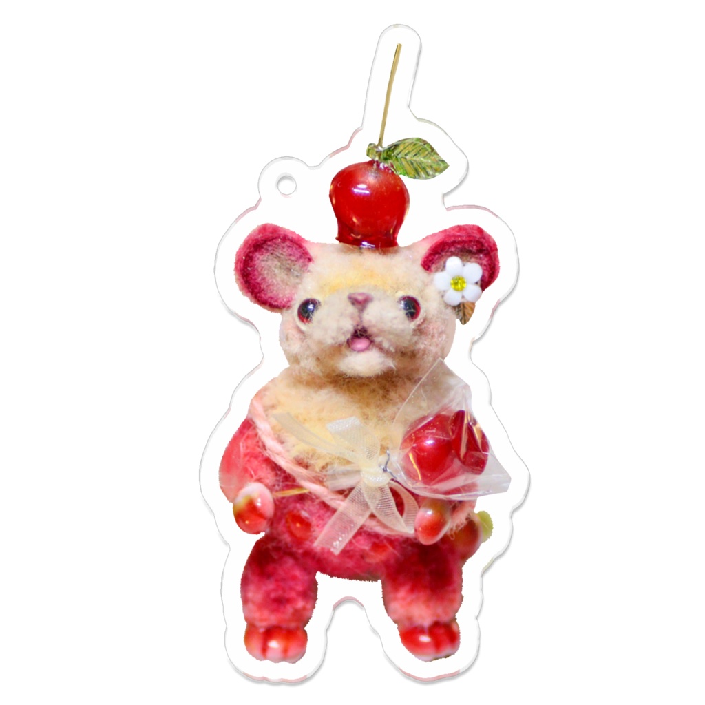 りんご飴のネズミちゃん(レッド)アクリルキーホルダー