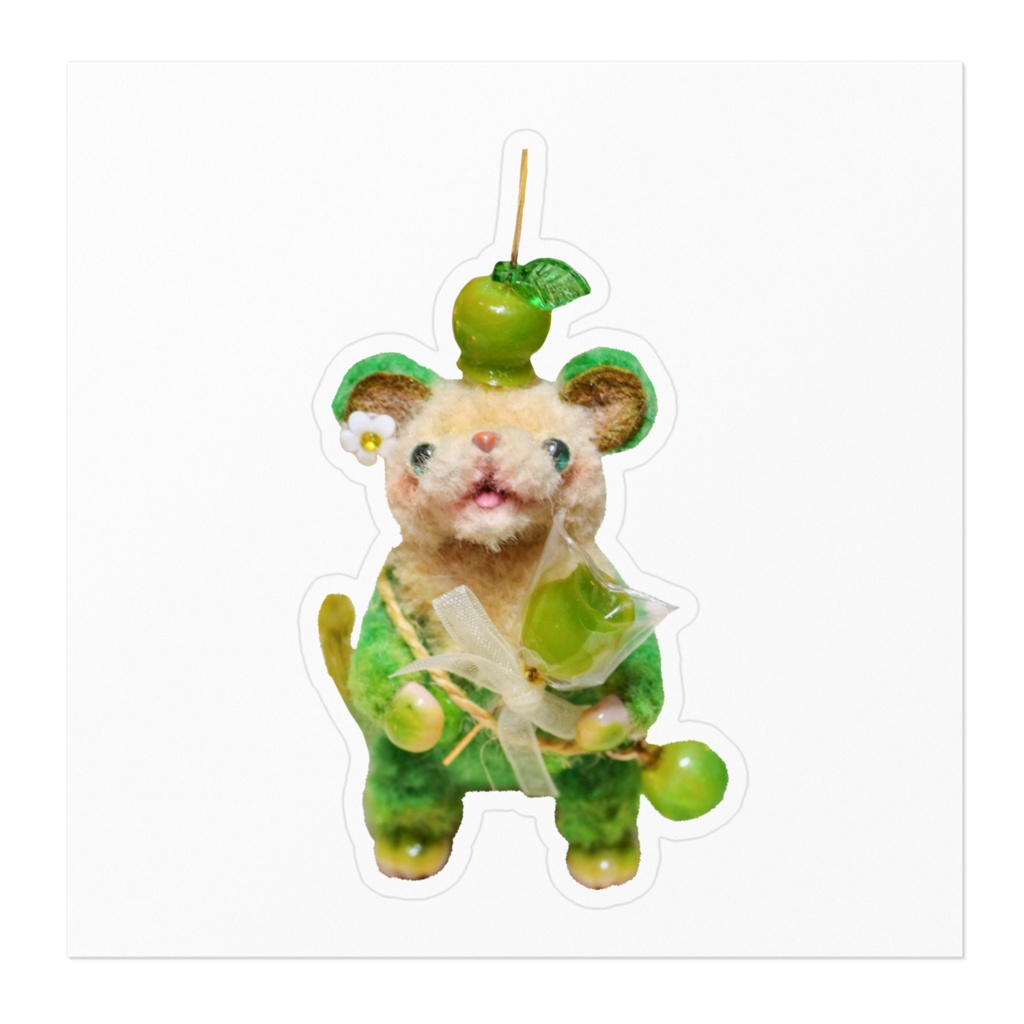 りんご飴のネズミちゃん(グリーン)ステッカー