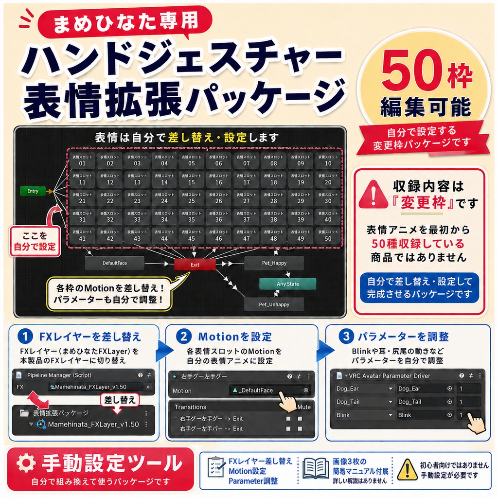 【まめひなた専用】まめひなたハンドジェスチャー表情拡張パッケージ(50個)