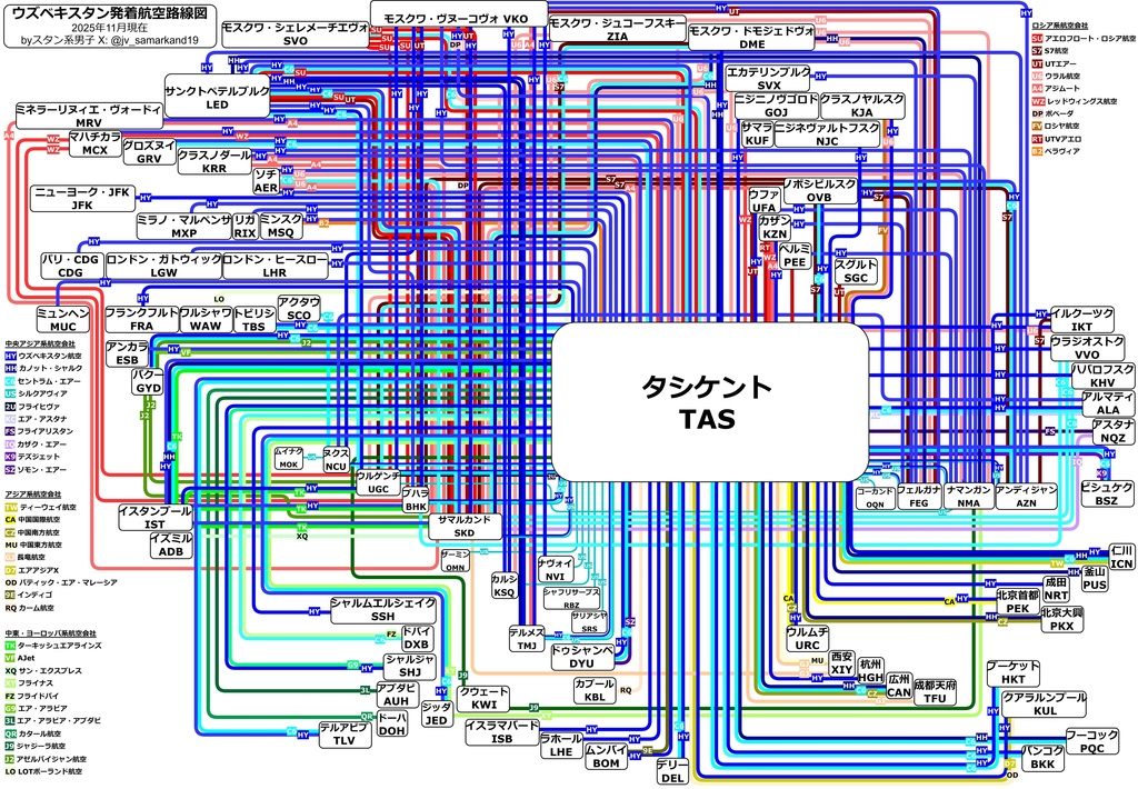 【Boost用】ウズベキスタン鉄道・航空、サマルカンドバス・トラム路線図電子版