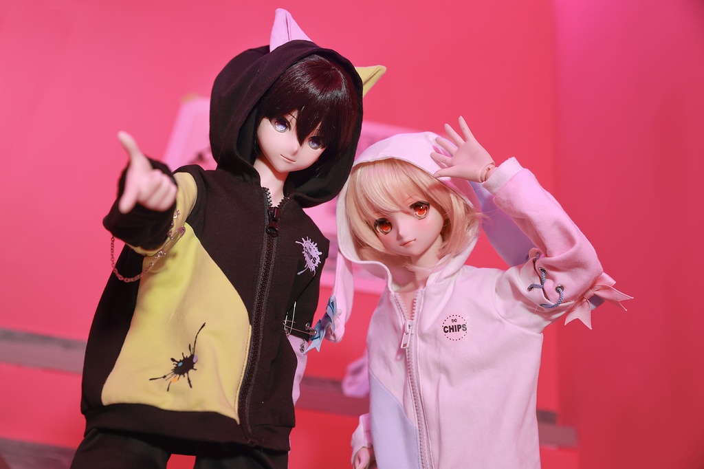 ネコ&ウサギ フードパーカー セット MDD/DDサイズ