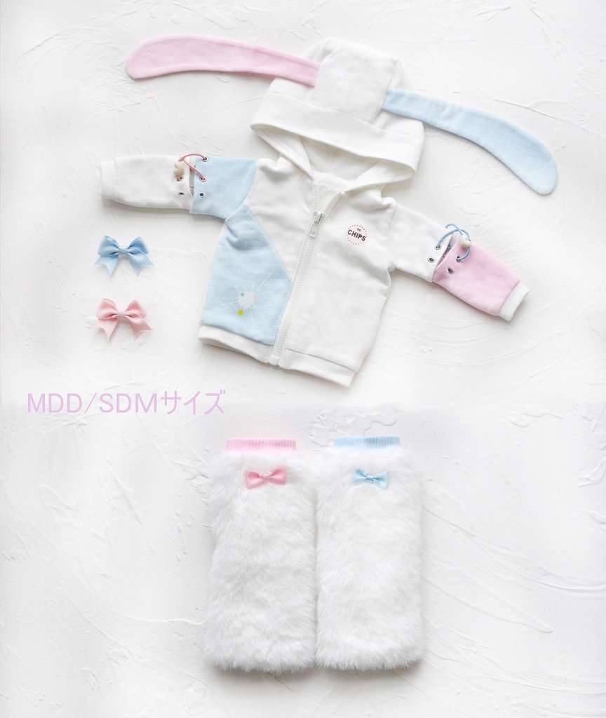 ネコ&ウサギ フードパーカー セット MDD/DDサイズ