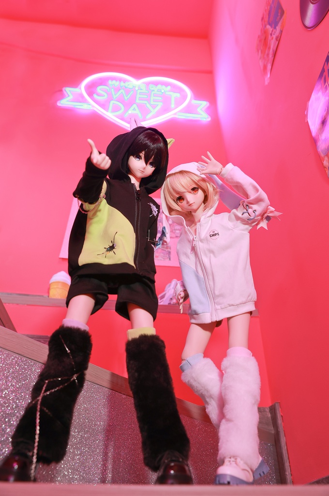 ネコ&ウサギ フードパーカー セット MDD/DDサイズ