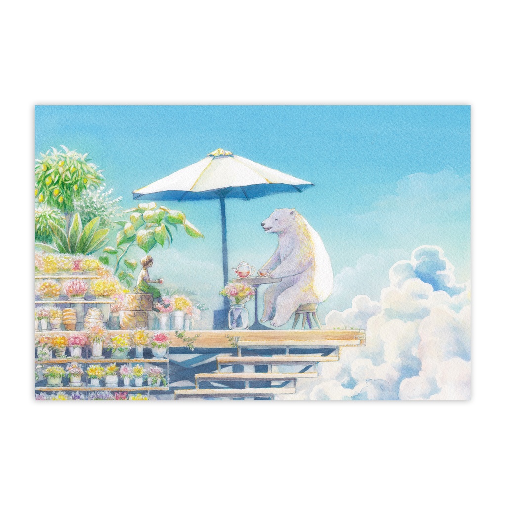 ポストカード「空の花屋でティータイムを」