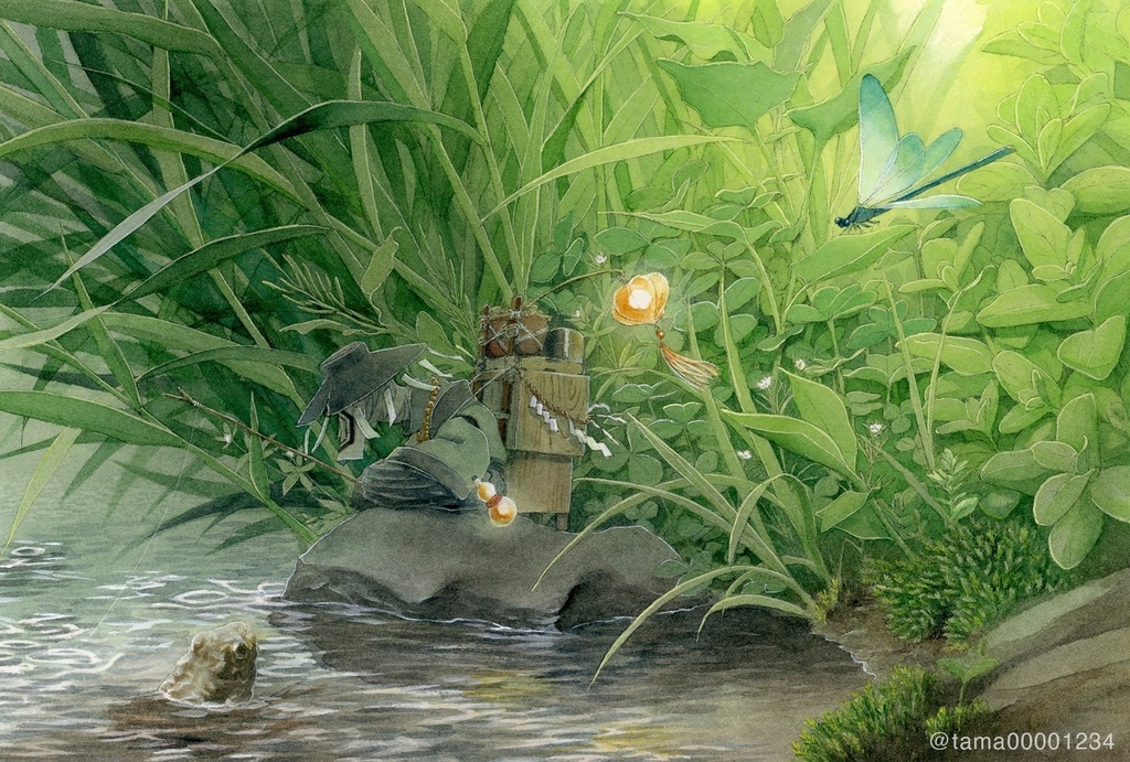 原画「水辺に座す」