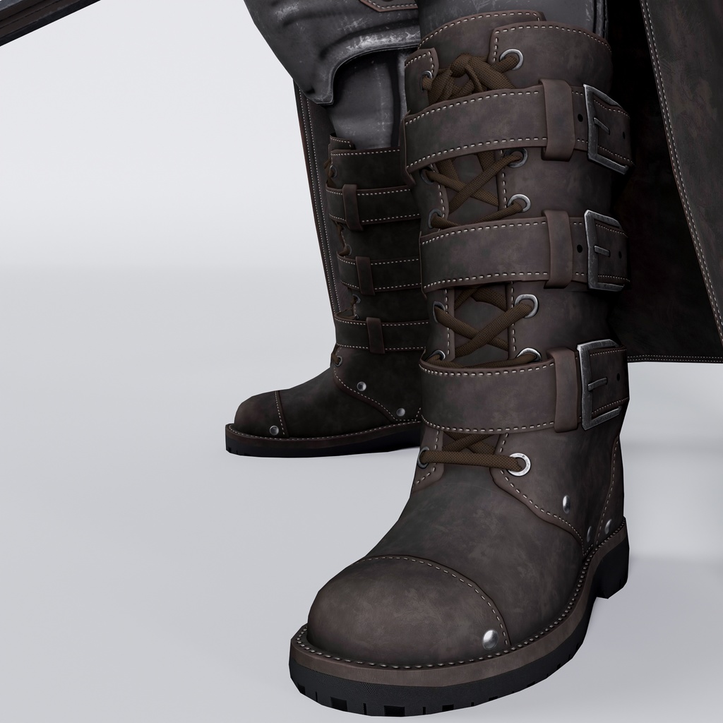 レザーブーツ(FBX / XWear)| ブラウン/ベージュ/ダークレッド