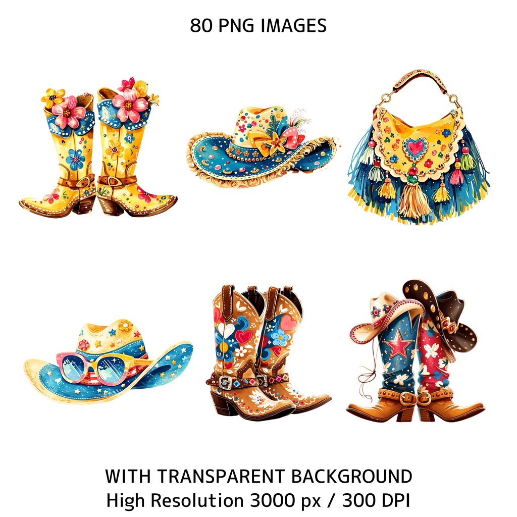 ビーチ×ウエスタン クリップアートセット ― Coastal Cowgirl Collection ―