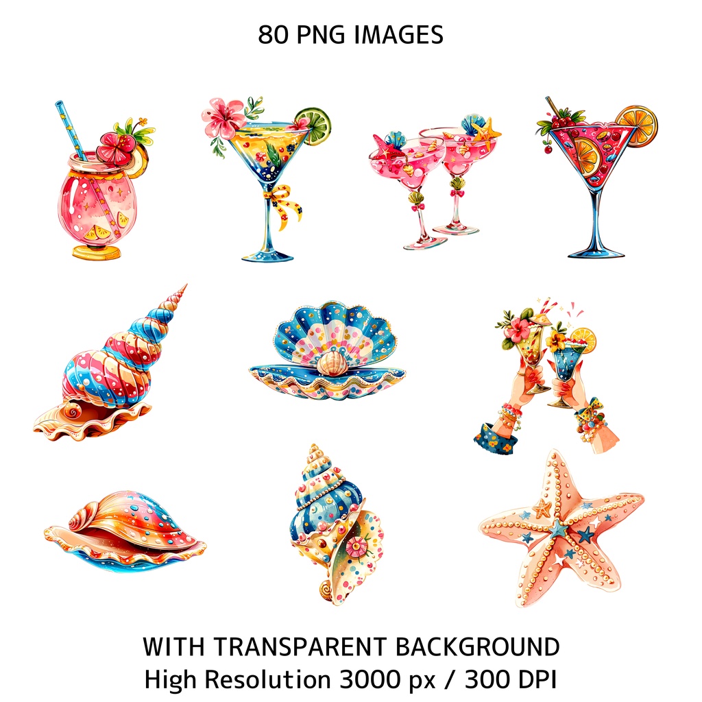 ビーチ×ウエスタン クリップアートセット ― Coastal Cowgirl Collection ―