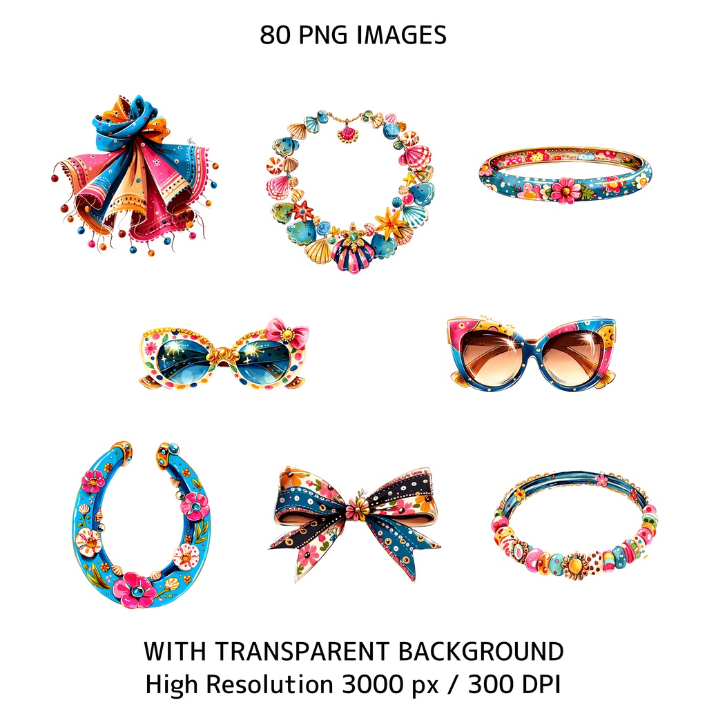 ビーチ×ウエスタン クリップアートセット ― Coastal Cowgirl Collection ―