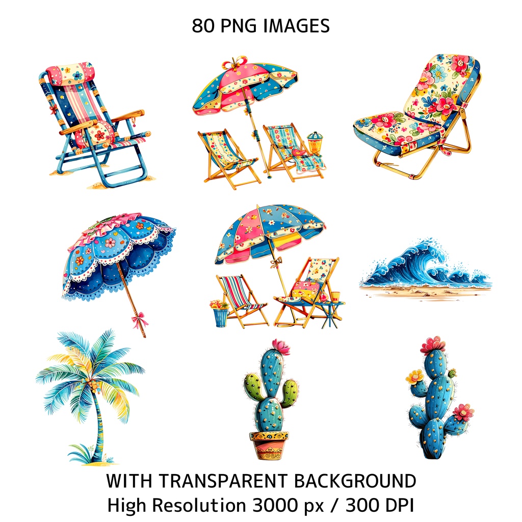 ビーチ×ウエスタン クリップアートセット ― Coastal Cowgirl Collection ―